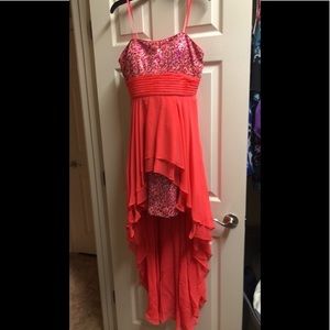 Strapless salmon color Formal Dress